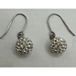 Sterling Silver Paved Sparkling Ball Earrings, Stamped 925 Dainty